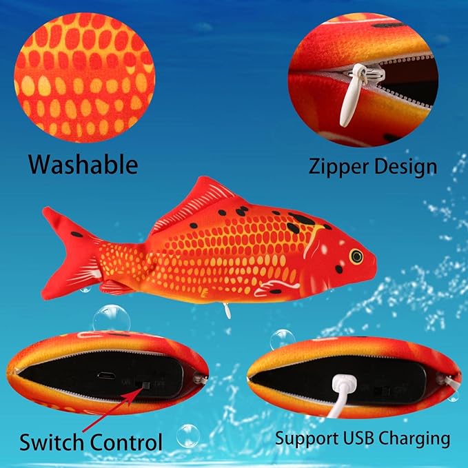 VAIZIQ Flopping Fish Electric Moving Dog Fish Cat Toy - Interactive Pet Toys for Dog Exercise, Reducing Stress for Cats and Small Dog