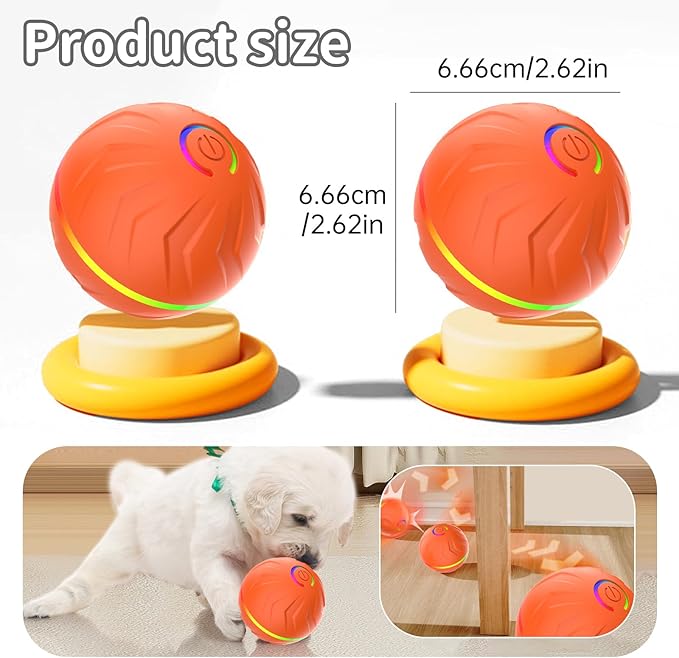 hoehew Vibrating Dog Ball, 2025 New Moving Dog Ball, Upgraded Interactive Dog Ball, Automatic Bouncing Ball Toy for Pet, Shaky Ball Toy for Small Dogs and Cats (b-2pc)