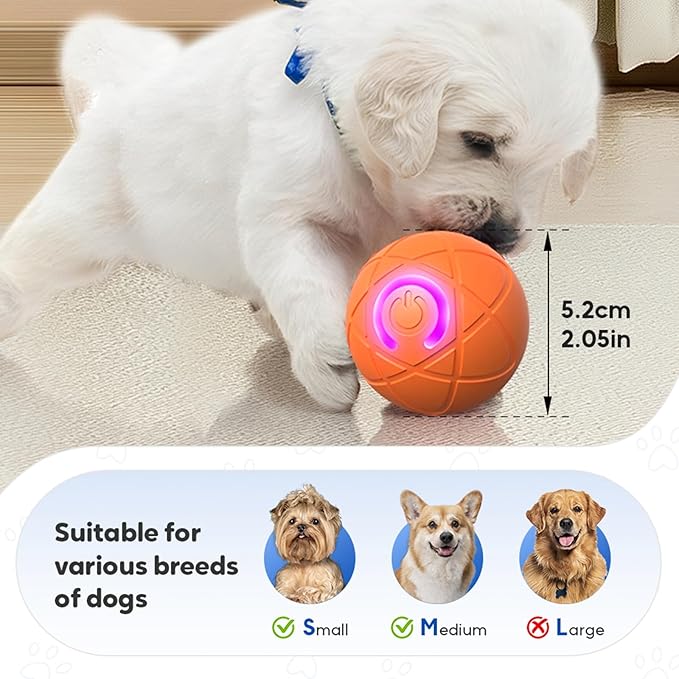 hoehew Interactive Dog Ball, 2025 New Automatic Moving Balls for Pet, LED Shaky Ball Toy, Upgraded Vibrating Dog Balls Shaking Toys for Small Dogs Cats, Donnot Suit Medium & Large Dogs