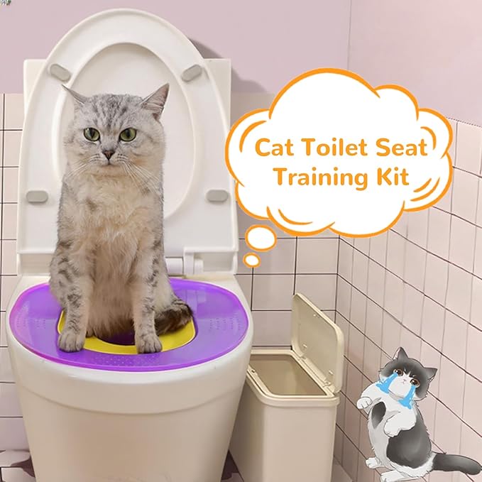 Cat Toilet Trainer, Cat Toilet Seat Training Kit Portable Litter Box Train Your Cats to Use The Toilets