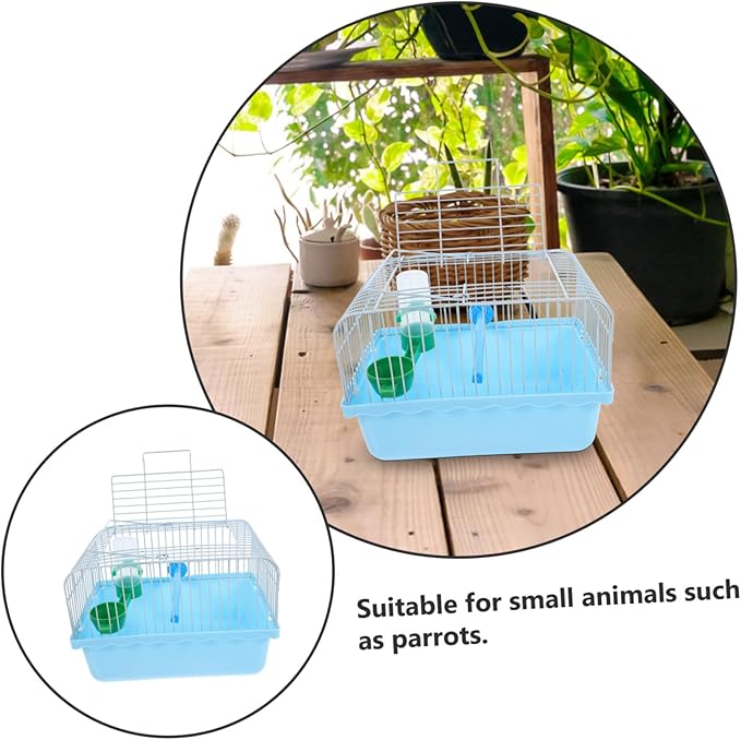 Portable Small Bird Travel Cage with Perch Food Container Water Bottle Abs Iron Construction Spacious Lightweight Carrier for Parrots Lovebirds and Small Pets for Random Color