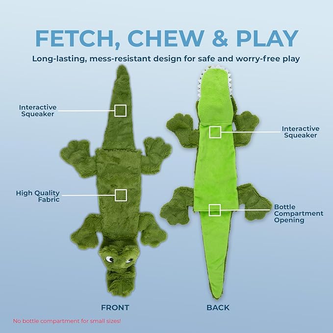 Best Pet Supplies Squeaky Dog Toys with Soft Durable Fabric for Small, Medium and Large Pets Interactive Toy for Indoor Play, Supports Active Biting and Play - Alligator, Small