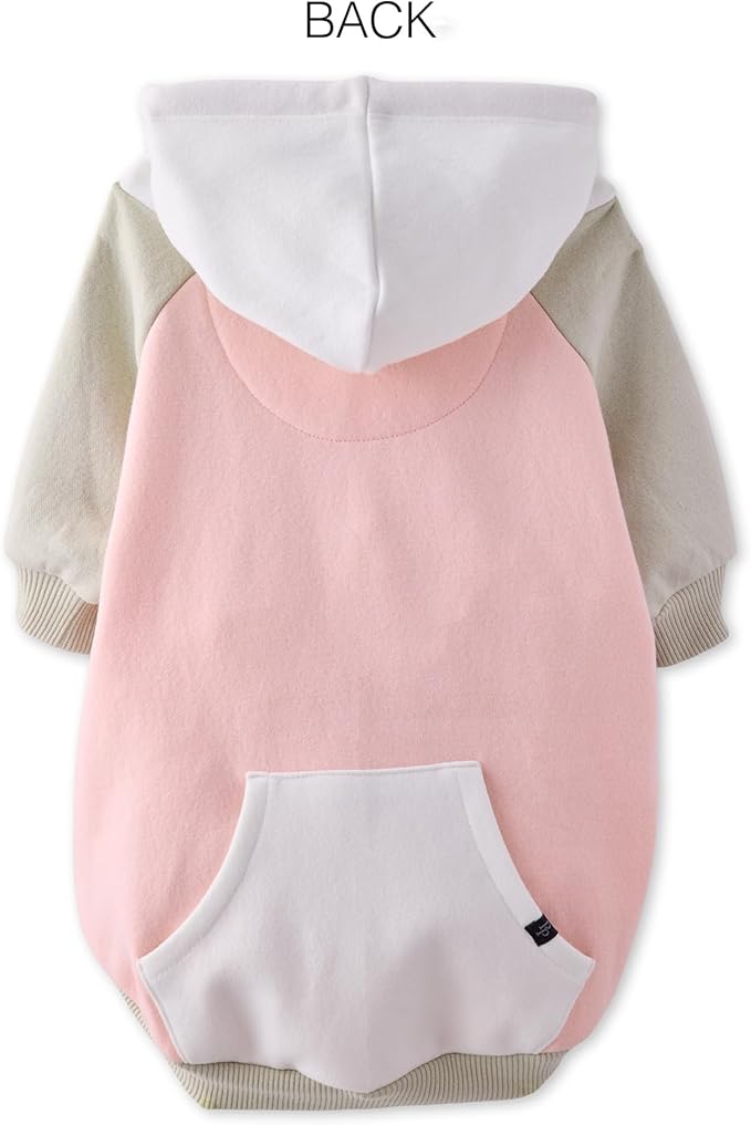 Pet Passion Rocky II - The Extra Comfy Hoodie, Organic Cotton and Recycled Poly Dog Hoodie Pet Coat Sweater for Small, Medium, Large Dogs, Pink Color Block, X-Large
