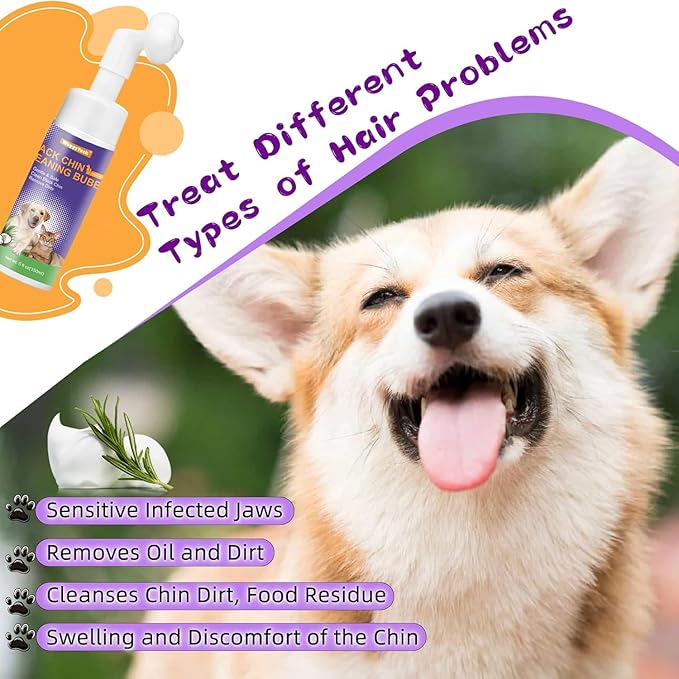 Cat Black Chin Cleaner, 2-in-1 Cat Acne Treatment & Hair Health Oil, 5fl.oz, Cruelty-Free, Silicone Brush Head, Removes Feline Blackheads, Dirt & Oil Buildup, Gentle for All Cat Breeds