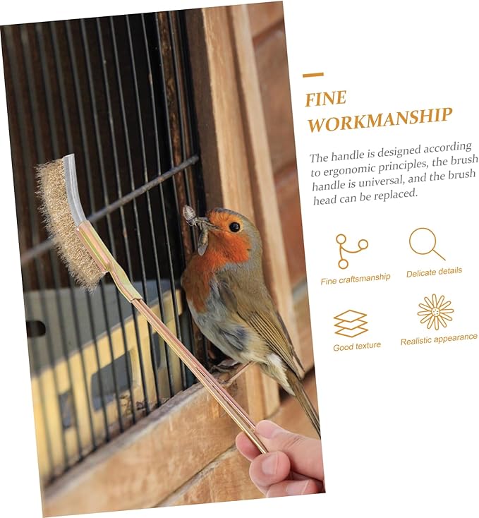 1set Bird Cage Cleaning Brush Long Handle Wire and Bristles for Birdcage Care for Parrots and Birds Easy to Use Cleaning Tool for Cages and Accessories