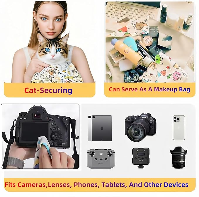 Cat Wrap for Cutting Nails Cloth Burrito Wrap for Nail Clipping,Scratch and Escape Prevention,Multi-Purpose Swaddle Wrap Pet Worker (Dolphin + Flamingo, 21.65inchx21.65inch)