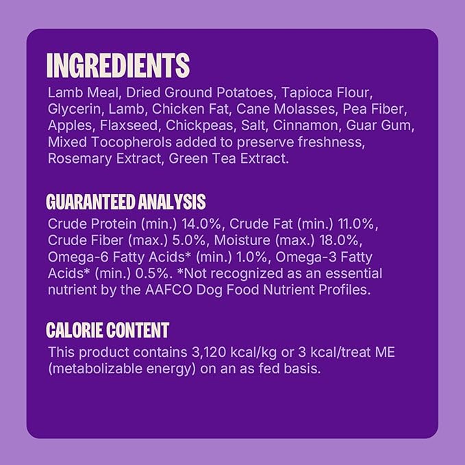 Wellness CORE Tiny Trainers Dog Treats, Natural, Grain Free, Lamb and Apple Recipe, 6 oz Bag