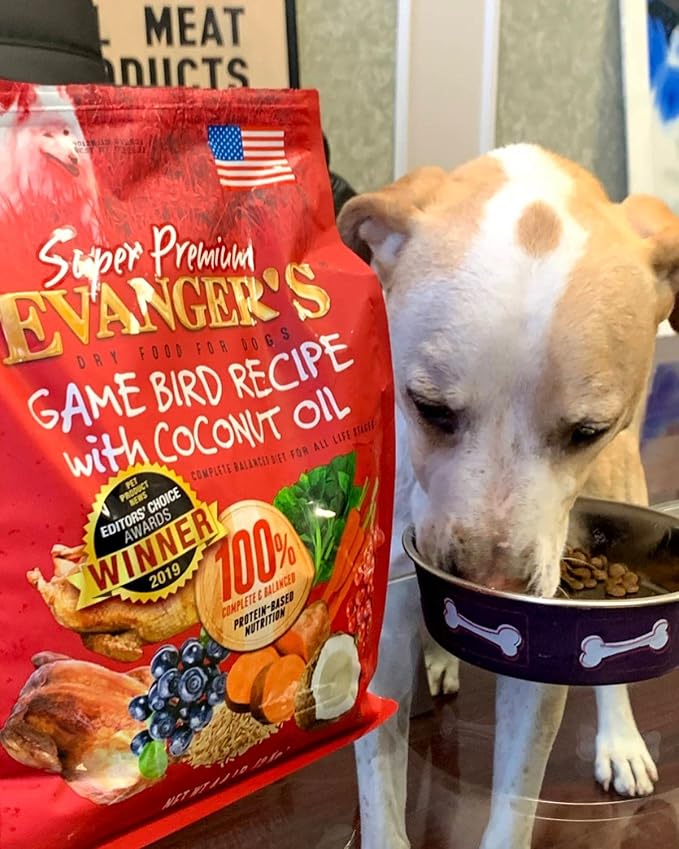Evanger's Super Gamebird Recipe with Coconut Oil Dry Dog Food – 4.4 lb Bag – Hypoallergenic Duck & Turkey Formula – Grain-Free, Supports Digestive & Coat Health