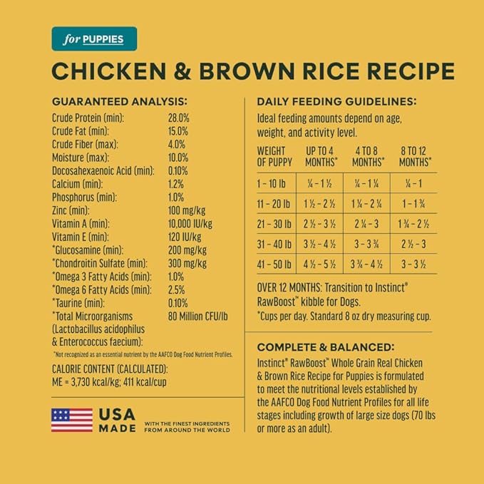 Instinct RawBoost Puppy, Natural Dry Dog Food with Freeze-Dried Pieces, Whole Grain Recipe - Real Chicken & Brown Rice, 3.5 lb. Bag