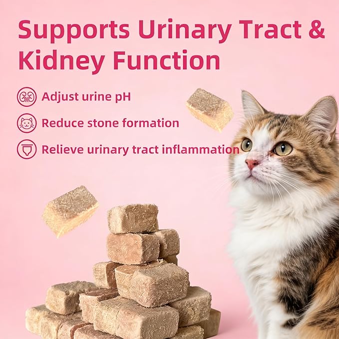 Cat Urinary Treats for Bladder Health, Chicken Flavor Grain-Free Soft Snacks, High-Protein Cat Training Rewards for Indoor Cats, Freeze-Dried Snacks 60g/2.11oz