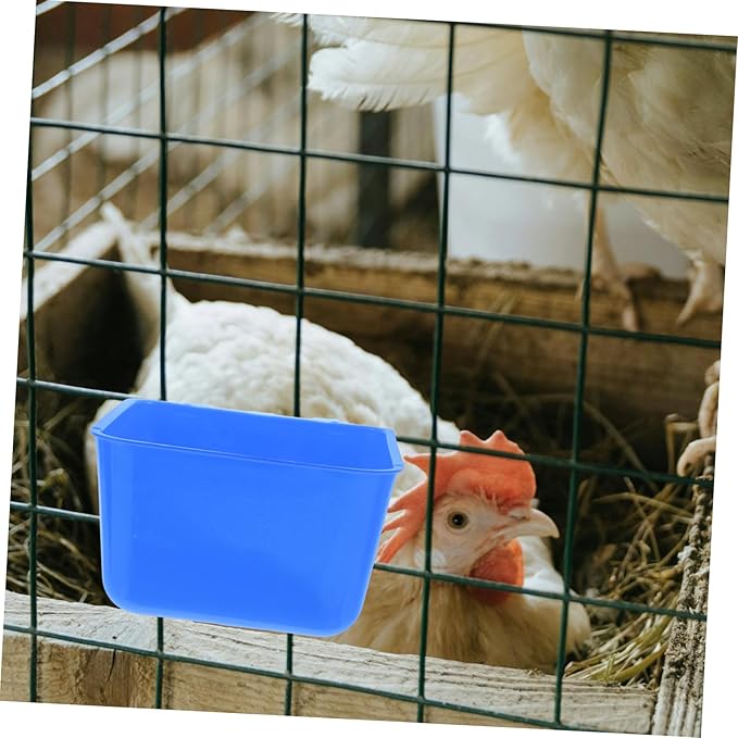 Kisangel 4pcs Hanging Bird Cage Bowls Feeding Cups for Rabbit Chicken Easy Install Water Dispenser Portable Feeder for Birds and Pets Blue