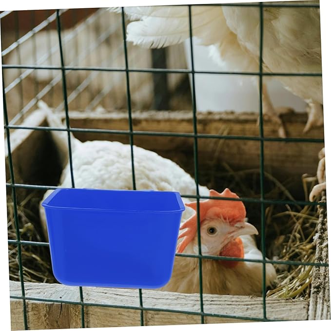 Alasum 4pcs Hanging Bird Cage Feeding Cups Sturdy PET Water Bowl for Rabbits Parrots and Poultry 12.5x9.5x6CM Blue Food and Water Dishes