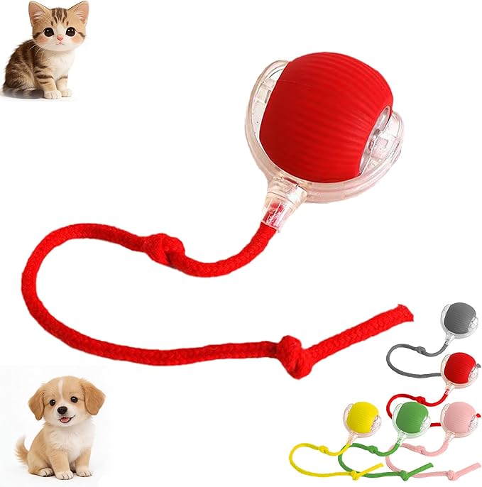 Tiny Fetch Dog Toy, Tiny Fetch Motion Dog Toy with Smart Motion Sensor, Smart Chase Pet Toy Ball for Dogs and Cats, Fun Gifts for People Who Love Cats (Red)
