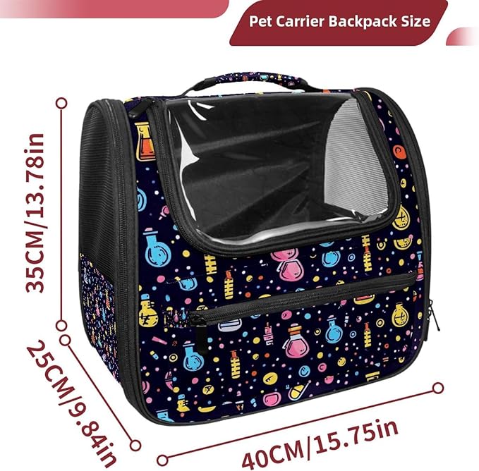 Airline Approved Soft Sided Pet Carrier, Chemistry Science Laboratory (8) Pet Travel Bag for Cats & Dogs, Durable, Breathable Pet Travel Bag for Airplane, Car & Train