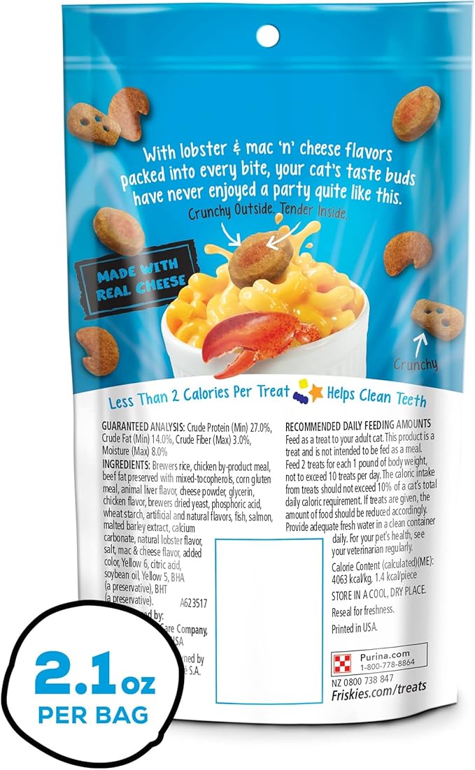 Purina Friskies Party Mix Cat Treats (Lobster & Mac N Cheese, 2.1 Ounce (Pack of 6))