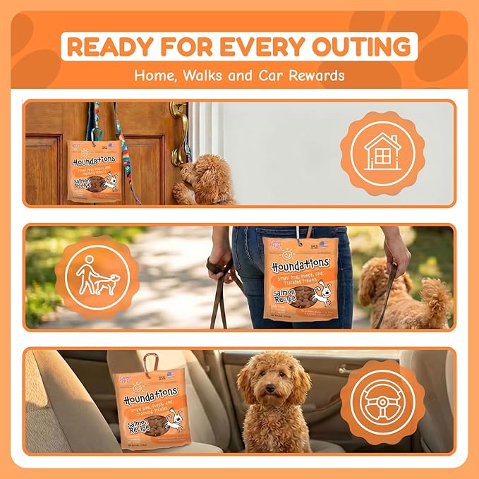 Loving Pets Houndations Salmon Dog Training Treats | All Natural | 2.6 Calories Per Treat | Grain-Free, Wheat-Free, Gluten-Free & Corn-Free | For Small Dogs & Puppies, 4 oz