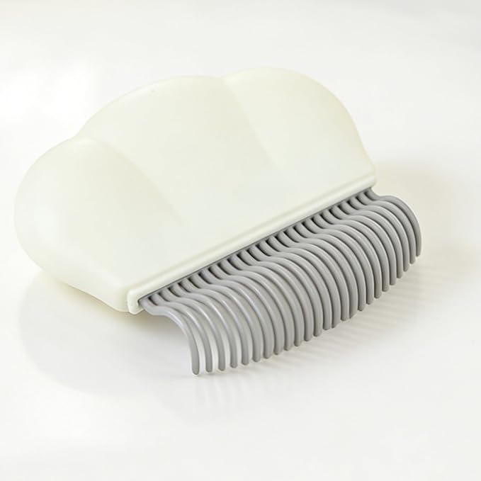 2-in-1 Pet Hair Removal Massaging Shell Comb, Soft Deshedding Brush for Cats & Dogs, Gentle Grooming Tool for Mats & Tangles (White)