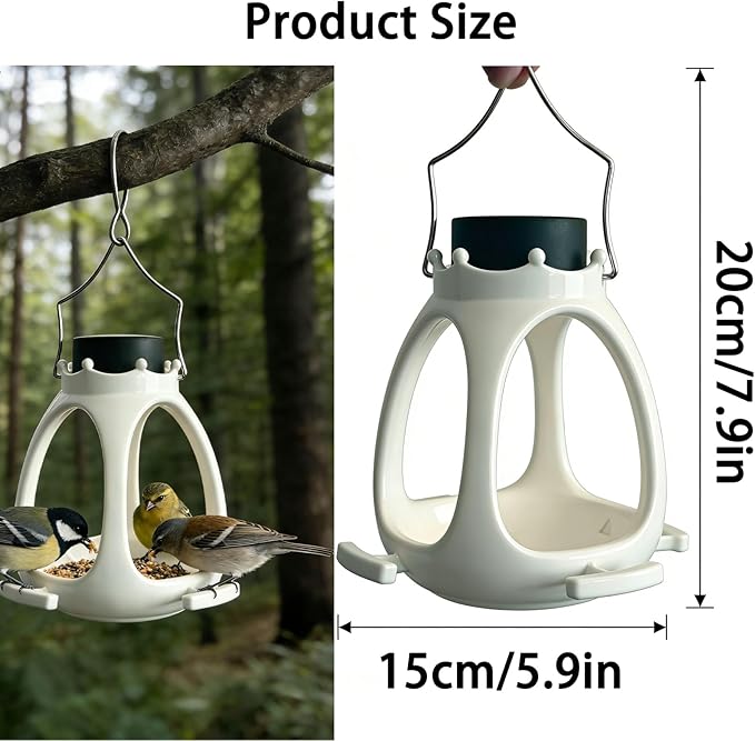 Solar Bird Feeder for Outdoors Hanging - 2026 Innovative Crown Wild Bird Feeders for Outside, Waterproof Eco-Friendly Polymer Bird Houses for Backyard Birding & Wildlife Decor (2)