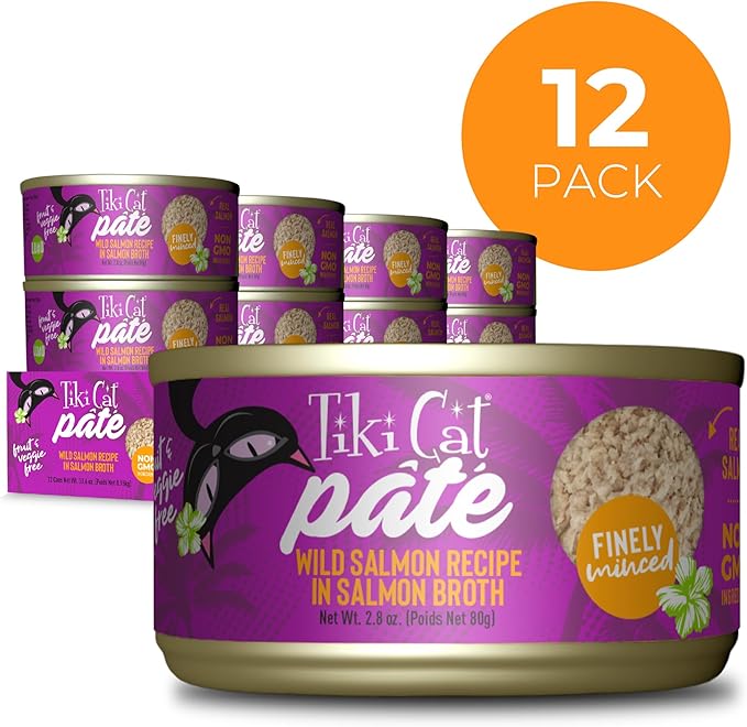 Tiki Cat Luau Pâté Wet Cat Food, Salmon, 2.8 oz. Cans (12 Count)