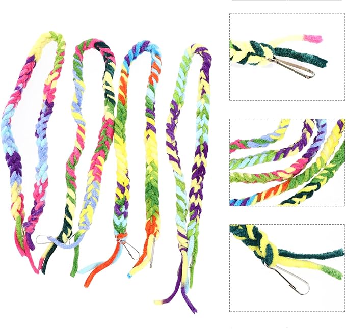 GALPADA 4pcs Hamster Suspension Bridge Swing Hammock Set with Cotton Climbing Rope and Parrot Stand Rod, Colorful Small Bird Cage for Hamster and Parrot Activity Play Random Color