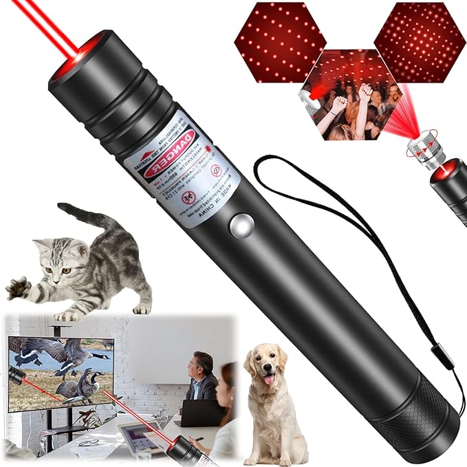 MEUSNO Lazer Pointer, Red Laser Pointer High Power Cat Laser Pointer Toy Red High Power Rechargeable Lazer Pointer for Cats Dogs Toy, High Power Laser Pointer for Presentations Cat Dogs Pet Toy