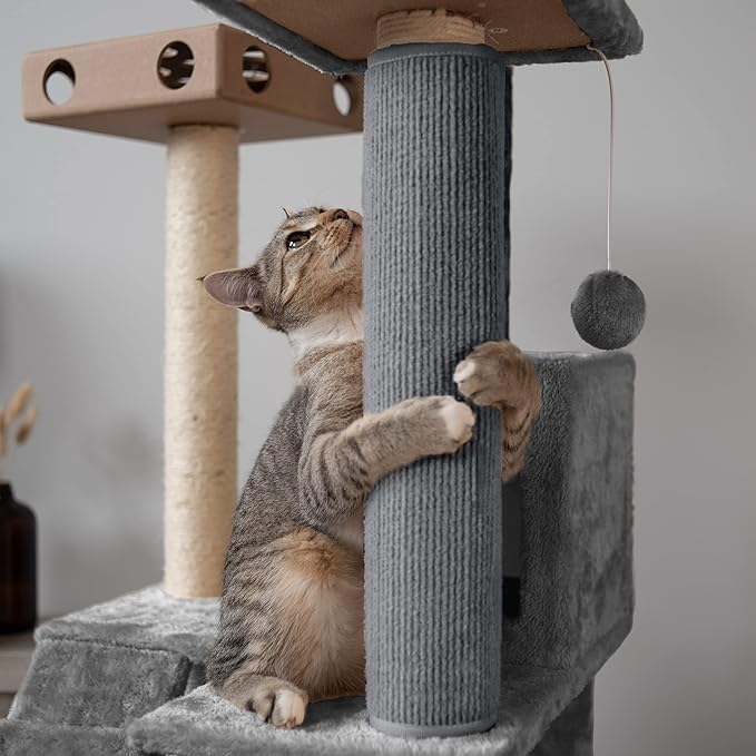 Furhaven Wrap Around Scratching Post Cover for Indoor Cats, Fits Posts Up to 3.5" Diameter, Durable & Less Mess - Tiger Tough Carpet Scratch Mat - Gray, Extra Large/XL