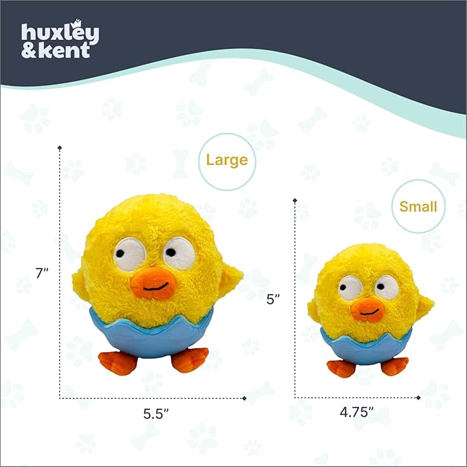 Huxley & Kent Funny Dog Toy w/Squeaker – Power Plush Squeaky Dog Toys for Small, Medium & Large Dogs – Soft Stuffed Animal for Indoor Play & Fetch - Chick-a-Dee, Small