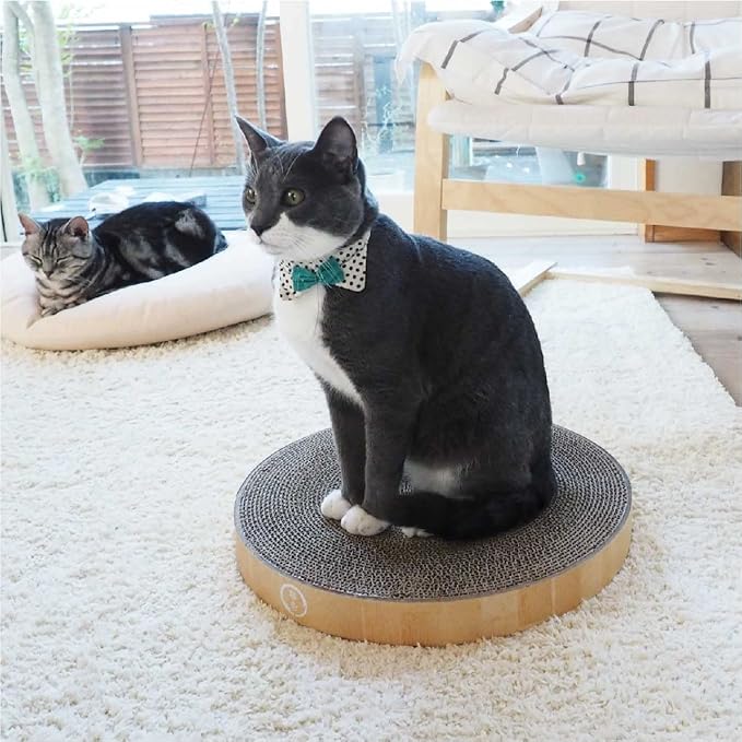 Necoichi Cat Scratcher Bowl Replacement for Indoor Cats - Cat Scratching Lounger with Reversible Usability and Extra Comfort for Lounge, Cardboard Bed Couch / (Regular, Oak)