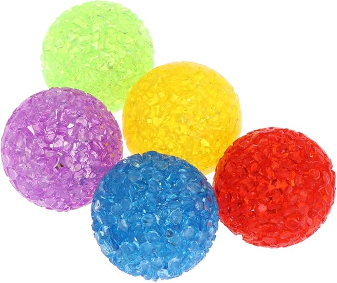 5 Pcs Cat Toy Bell Crystal Ball Sound Pet Game Kitten Plastic Interactive Rattle toys for indoor cats balls with bells teaser, Random, As the pictures