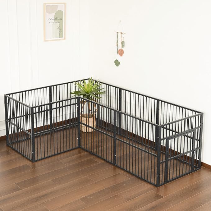 Dog Playpen - 32" Height Dog Pen, Heavy Duty Puppy Pen with Door, Safe & Sturdy, Easy Assemble for Indoor/Outdoor Pet Playpen (8 Panels with Door)