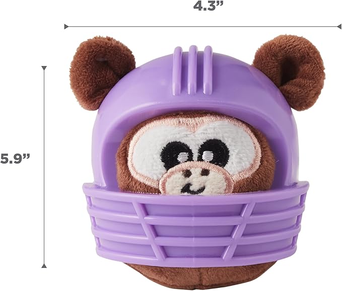 Outward Hound Helmet Headz Monkey Dog Toy, Plush Squeaky Fetch Ball, Durable Dog Toy for Active Play, Multicolored, Small