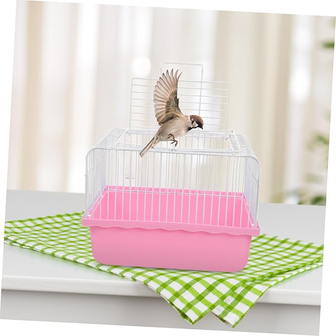 Yardwe Portable Bird Carrier Cage for Lovebirds and Parakeets Lightweight Plastic Travel Cage Transparent Window for Small Birds and Pets
