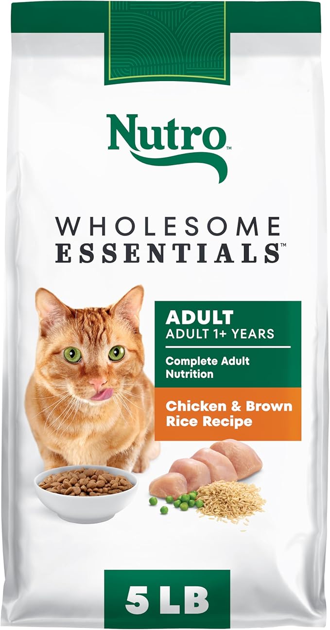 Nutro Wholesome Essentials Dry Cat Food, Adult Cat Food Dry Chicken & Brown Rice Recipe, 5 lb. Bag