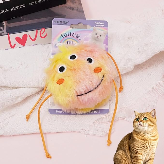 Cute Monster Plush Catnip Toy Interactive Soft Chew Plush Catnip Toys for Indoor Cats and Kittens 3.9" (Yellow)