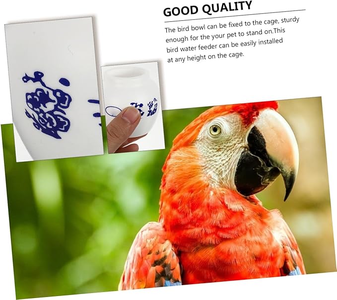 5pcs Large Round Parrot Bird Food Cups Set, Porcelain-Style Bird Cage Feeder Bowls for Parrot Feeding and Watering Supplies