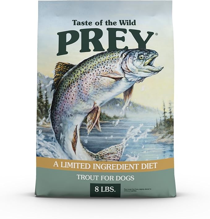 Taste of the Wild Prey Real Meat High Protein Trout Limited Ingredient Dry Dog Food Grain-Free Recipe Made with Real Spring-Fed Trout, and Includes Probiotics for All Life Stages 8lb