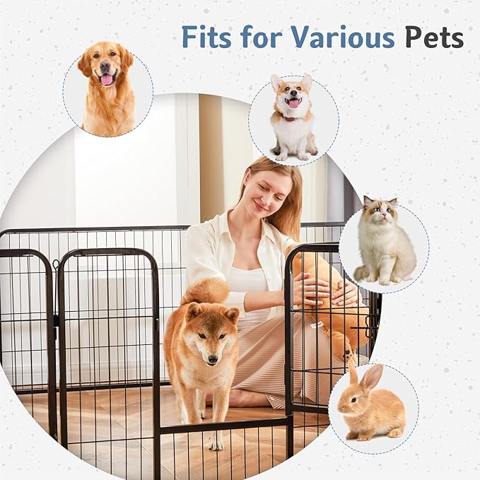 DUMOS Dog Playpen Indoor, Metal 32 Inch 40 Panels Foldable Pet Fence with Door, Outdoor Small Medium Large Dog Puppy Portable Exercise Play Pen for RV Camping, Trips, Play Yard
