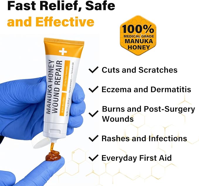 Rapid Wound Repair Ointment | Hot Spot Comfort for Dogs – Soothes & Moisturizes Itchy Skin – Hot Spots, Allergy & Itching Relief, Scratches & Manuka Honey Wound Care, 2 oz
