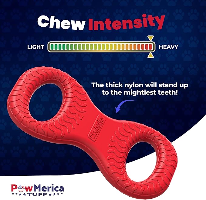 Tug – Indestructible Dual-Handle Dog Toy – Durable Nylon Tug-of-War for Strong Chewers – Pull Chew Toy for Interactive Play, Fetch, and Chewing – Pet Safe & Made in USA (8 x 4 Inches)