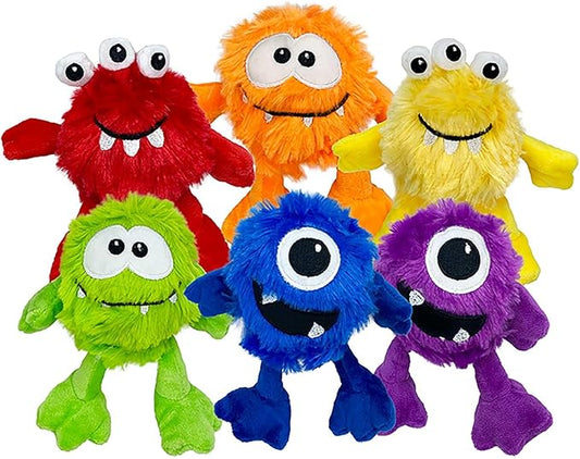Minipet Plush Monsters New Assorted Monsters/Colors (Blue, Red, and Green) 5" Dog Toy