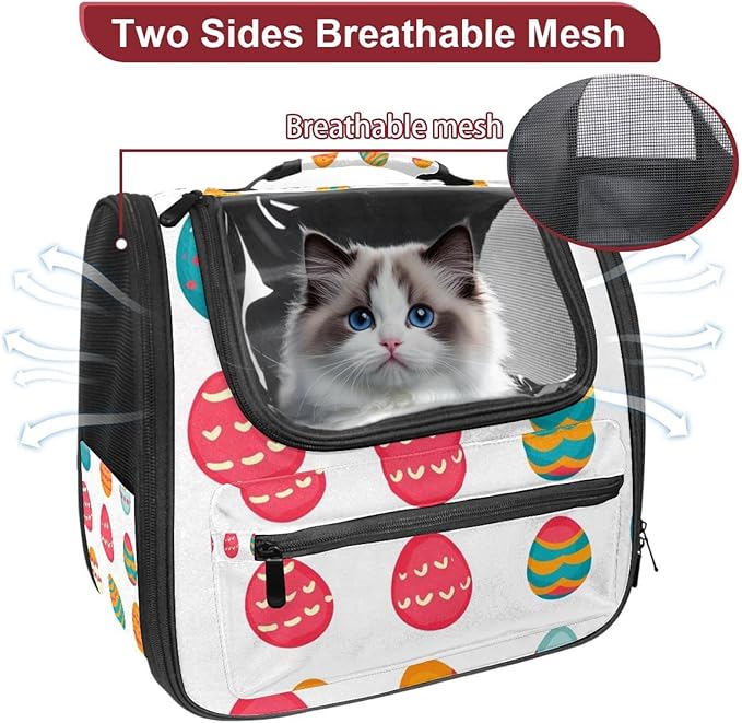 Happy Easter (3) Cat Backpack Carrier Pet Backpack Carrier for Small Dogs and Medium cat Puppy Kitten Bunny