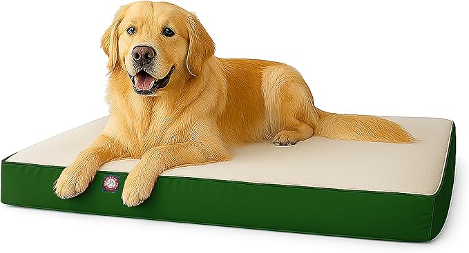 Majestic Pet 48x34x3 Inch Green Orthopedic Memory Foam Rectangle Dog Bed – Large Size Crate Dog Bed for Dogs with Joint Pain, Arthritis – Durable Pet Mattress with Egg Crate Foam, Washable Cover