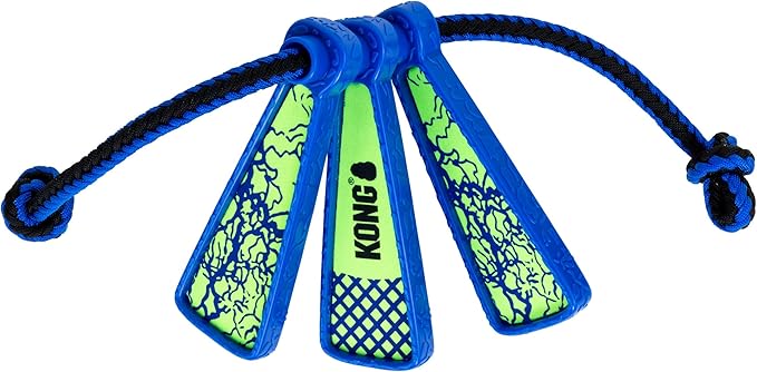 KONG Whirlz Dog Fetch Toy – Durable Squeak-Free Rope & Throw Combo, Unpredictable Bounce, Floats in Water, All-Season Outdoor Play (Rope/Throw Bundle)
