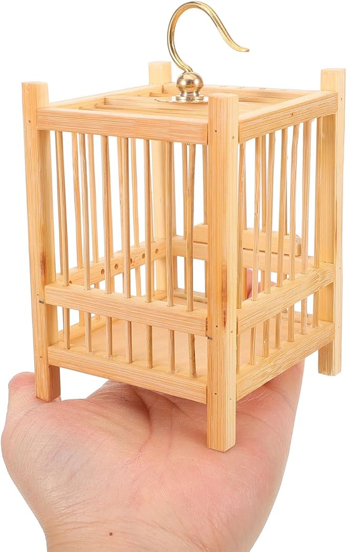 WOONEKY Compact Cricket Cage Mini Storage Holder Bamboo Mesh Nest Box for Boys and Girls Nature Learning