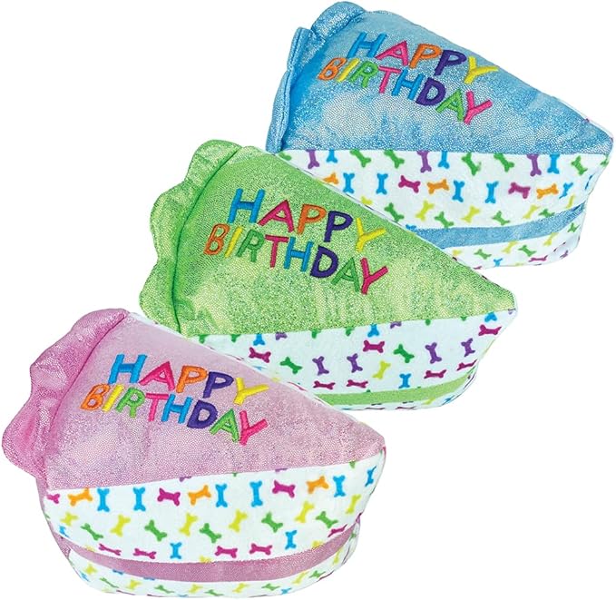Multipet Birthday Cake Slice Plush Dog Toy