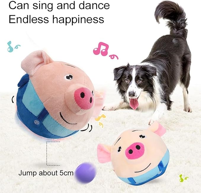 Active Moving Pet Plush Toy Interactive Dog Toys, Squeaky Moving Dog Ball Toy, Washable Cartoon Pig Plush Sound Electronic Dog Toy, Shake Bounce Boredom Talking Toys for Dog Pets Cats1, pink