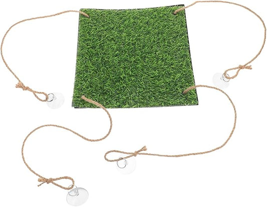 Artificial Grass Climbing Net for Small Pets Bird Playground Bearded Dragon Bed Easy to Install Indoor Outdoor Accessory Square