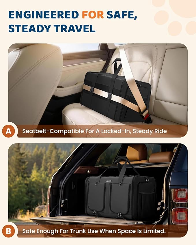 MIDOG 2 Cat Carrier with Litter Box, Expandable Dual Compartment Cat Carrier for 2 Cats, Large Soft Sided Double Pet Carrier for Car Travel, Moving