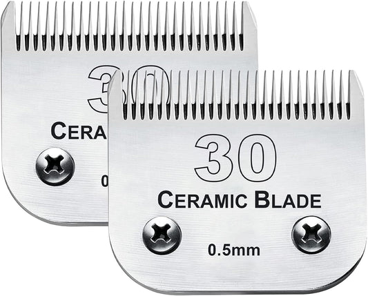 2Pack 30 Blade Dog Grooming Clipper Blades Compatible with Andis/Wahl/Oster Dog Clippers,Detachable Stainless Steel Blade,Size-30, 1/50-Inch Cut Length (64260)