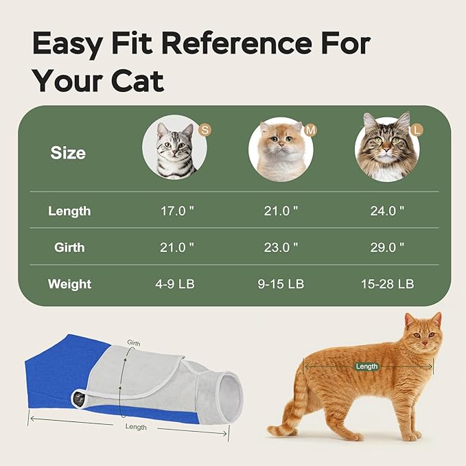 Cat Wrap for Cutting Nails, Self-Adhesive Cat Nail Clipping Restraint Bag, Anti-Scratch Cat Grooming Wrap Swaddle for Meds, SubQ Fluids, Ear Cleaning, Teeth Brushing & Vet Visits,Blue,M